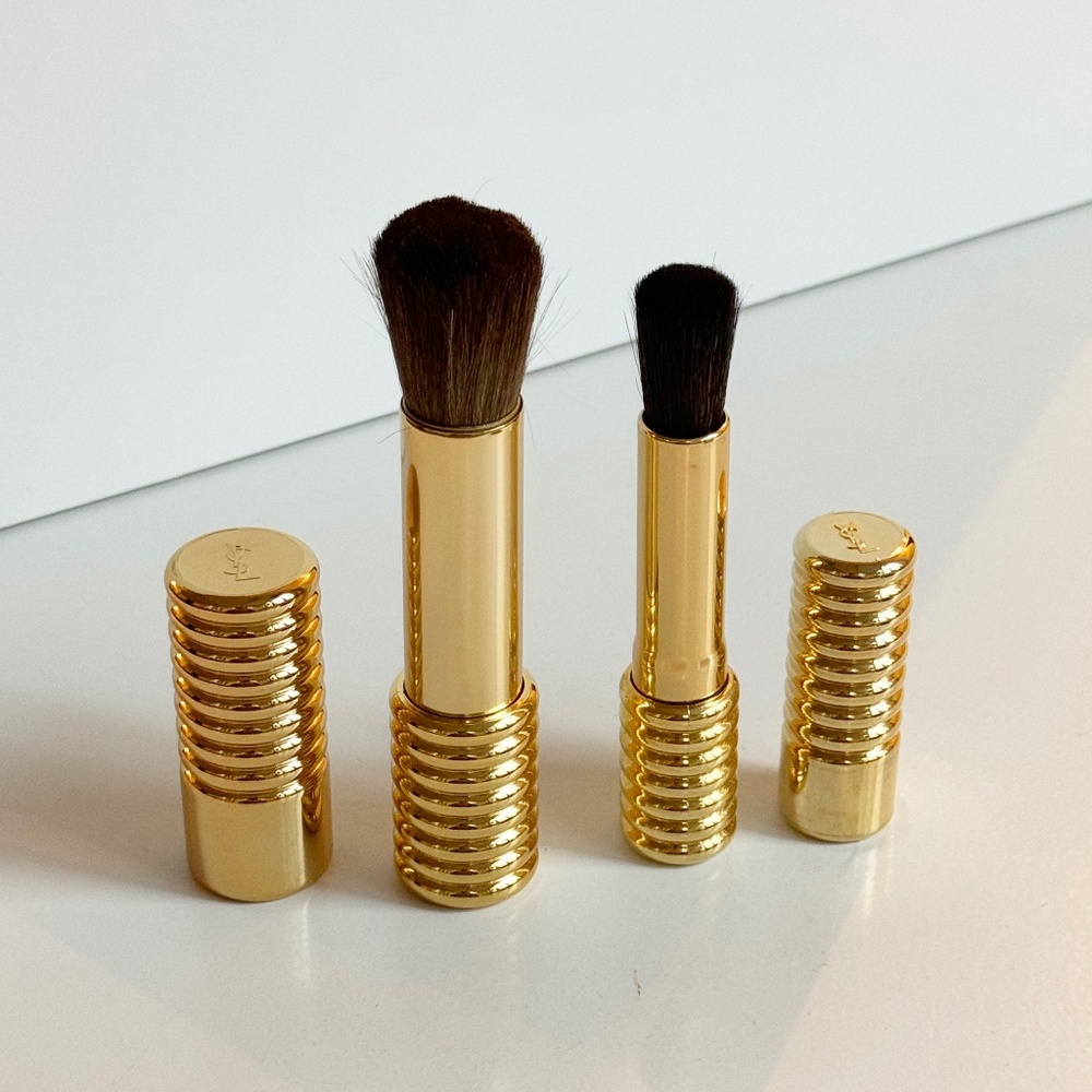 YSL Gold makeup brushes. Set of 2 . High quality vintage 90s .